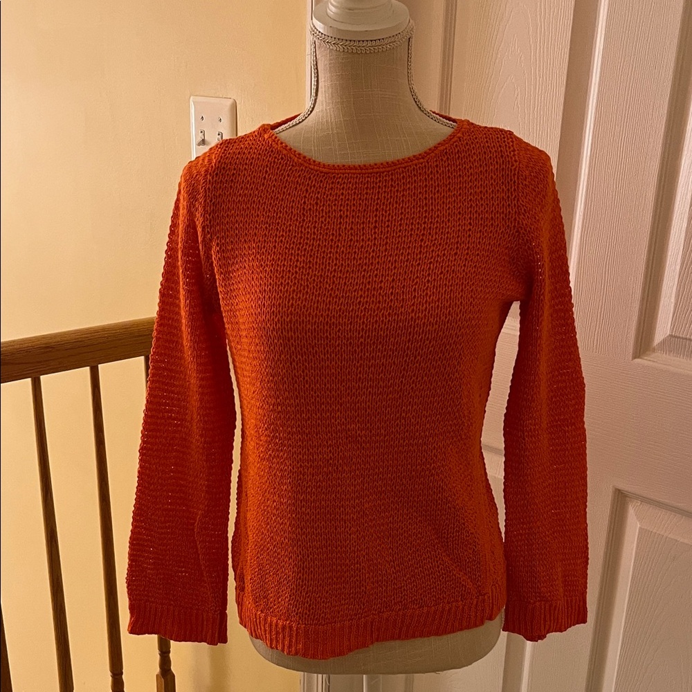 LOFT Vibrant Orange Crew Neck Sweater